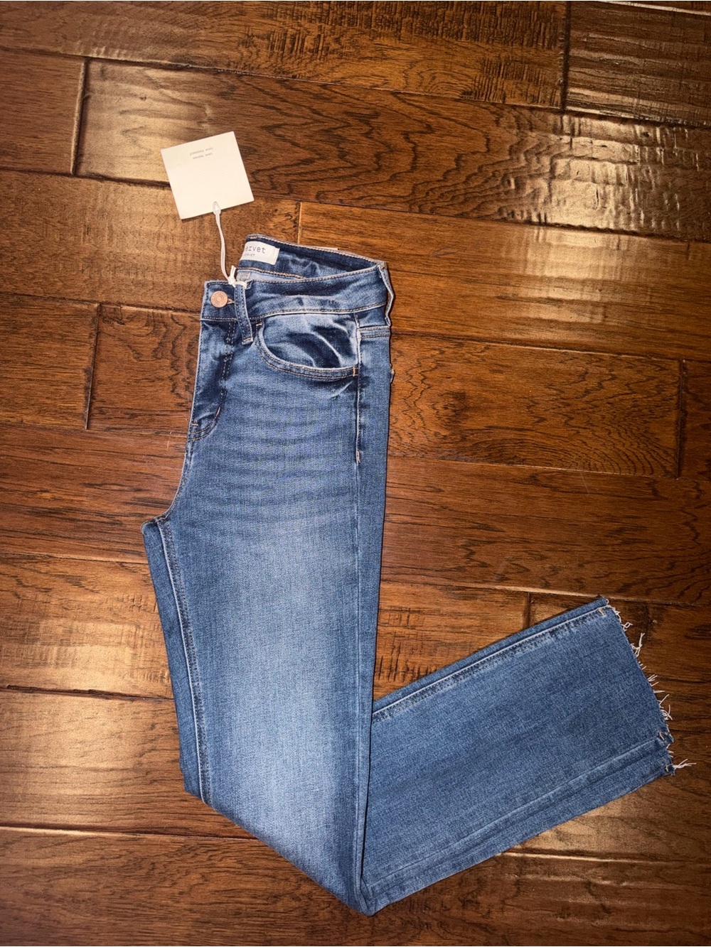 High-Rise Slim Straight Blue Jeans
